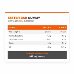 Faster Bar Gummy Sabor Neutro 16 x 60g - Infisport Frete grátis!