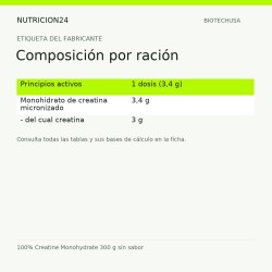 100% Creatine Monohydrate 300 g sin sabor - Composición declarada | Nutricion24