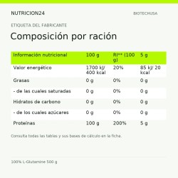 100% L-Glutamine 500 g - Composición declarada | Nutricion24