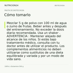 100% L-Glutamine 500 g - Cómo tomarlo | Nutricion24