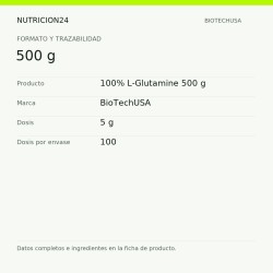 100% L-Glutamine 500 g - 500 g | Nutricion24