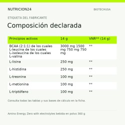 Amino Energy Zero with electrolytes bebida en polvo 360 g - Composición declarada | Nutricion24