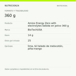 Amino Energy Zero with electrolytes bebida en polvo 360 g - 360 g | Nutricion24