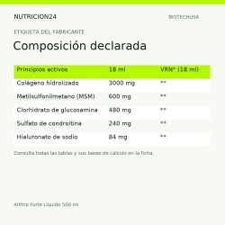Arthro Forte Líquido 500 ml - Composición declarada | Nutricion24