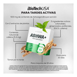 Ashwa+ 30 megacápsulas - imagen oficial BioTechUSA