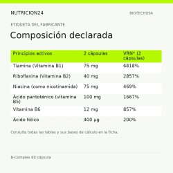 B-Complex 60 cápsula - Composición declarada | Nutricion24