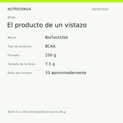 BCAA 8:1:1 Zero aminoácidos en polvo 250 g - El producto de un vistazo | Nutricion24