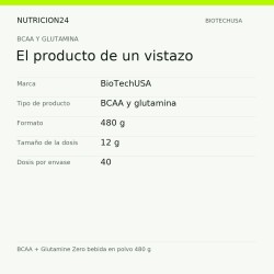 BCAA + Glutamine Zero bebida en polvo 480 g - El producto de un vistazo | Nutricion24