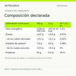 BCAA + Glutamine Zero bebida en polvo 480 g - Composición declarada | Nutricion24
