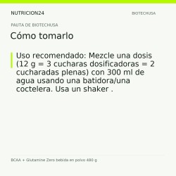 BCAA + Glutamine Zero bebida en polvo 480 g - Cómo tomarlo | Nutricion24