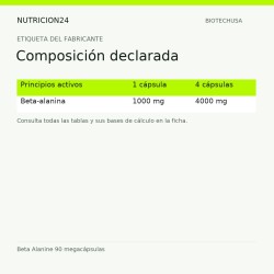 Beta Alanine 90 megacápsulas - Composición declarada | Nutricion24
