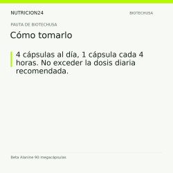 Beta Alanine 90 megacápsulas - Cómo tomarlo | Nutricion24