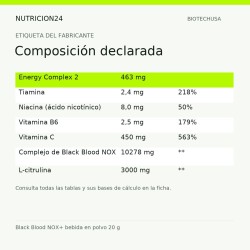 Black Blood NOX+ bebida en polvo 20 g - Composición declarada | Nutricion24