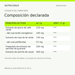 Bebida en polvo Black Burn 210 g - Composición declarada | Nutricion24