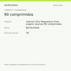 Calcium Zinc Magnesium from organic sources 90 comprimidos - 90 comprimidos | Nutricion24