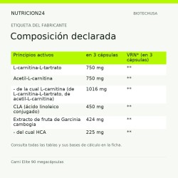 Carni Elite 90 megacápsulas - Composición declarada | Nutricion24