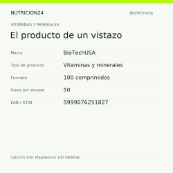 Calcium Zinc Magnesium 100 tabletas - El producto de un vistazo | Nutricion24
