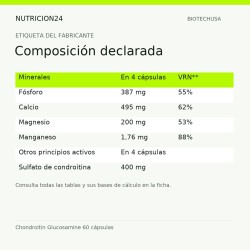 Chondroitin Glucosamine 60 cápsulas - Composición declarada | Nutricion24