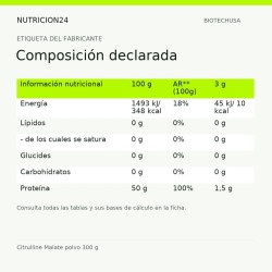 Citrulline Malate polvo 300 g - Composición declarada | Nutricion24