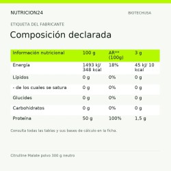 Citrulline Malate polvo 300 g neutro - Composición declarada | Nutricion24