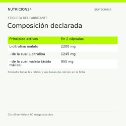 Citrulline Malate 90 megacápsulas - Composición declarada | Nutricion24