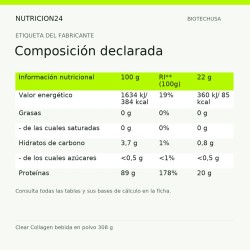 Clear Collagen bebida en polvo 308 g - Composición declarada | Nutricion24