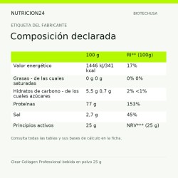 Clear Collagen Professional bebida en polvo 25 g - Composición declarada | Nutricion24