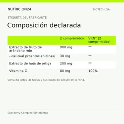 Cranberry Complex 60 tabletas - Composición declarada | Nutricion24