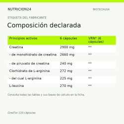CreaTor 120 cápsulas - Composición declarada | Nutricion24