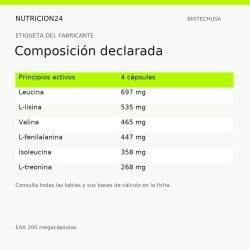 EAA 200 megacápsulas - Composición declarada | Nutricion24