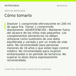 Comprimidos efervescentes Creatine Zero 18 comprimidos - Cómo tomarlo | Nutricion24