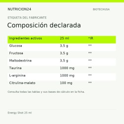 Energy Shot 25 ml - Composición declarada | Nutricion24