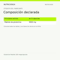 Glutamine Peptide 180 megacápsulas - Composición declarada | Nutricion24