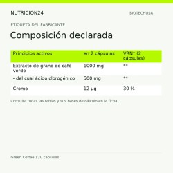 Green Coffee 120 cápsulas - Composición declarada | Nutricion24