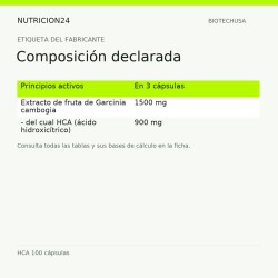 HCA 100 cápsulas - Composición declarada | Nutricion24