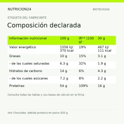 Hot Chocolate, bebida proteica en polvo 450 g - Composición declarada | Nutricion24