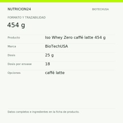 Iso Whey Zero caffé latte 454 g - 454 g | Nutricion24