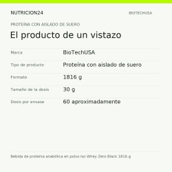 Bebida de proteína anabólica en polvo Iso Whey Zero Black 1816 g - El producto de un vistazo | Nutricion24
