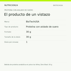 Bebida de proteína anabólica en polvo Iso Whey Zero Black 30 g - El producto de un vistazo | Nutricion24