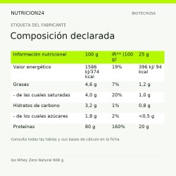 Iso Whey Zero Natural 908 g - Composición declarada | Nutricion24