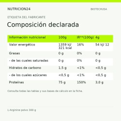L-Arginine polvo 300 g - Composición declarada | Nutricion24