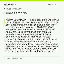 L-Arginine 90 megacápsulas - Cómo tomarlo | Nutricion24