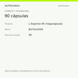 L-Arginine 90 megacápsulas - 90 cápsulas | Nutricion24