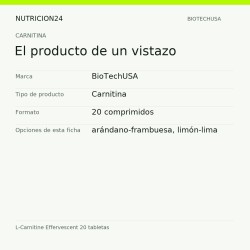 L-Carnitine Effervescent 20 tabletas - El producto de un vistazo | Nutricion24