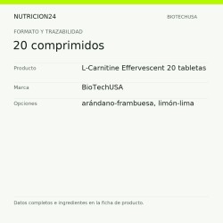 L-Carnitine Effervescent 20 tabletas - 20 comprimidos | Nutricion24