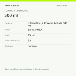 L-Carnitine + Chrome bebida 500 ml - 500 ml | Nutricion24