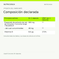 Liquid Curcuma 30 cápsulas - Composición declarada | Nutricion24