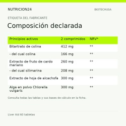 Liver Aid 60 tabletas - Composición declarada | Nutricion24