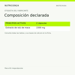 Maca 60 megacápsulas - Composición declarada | Nutricion24