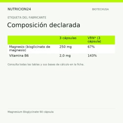 Magnesium Bisglycinate 90 cápsula - Composición declarada | Nutricion24
